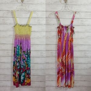 Lati Fashion Tropical Hawaiian Coastal Vacation Beach Hippie Floral Dress